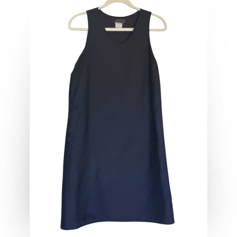 Oyuna Sleeveless Cotton-Silk Tank Dress Navy Black Size 10 Made in England